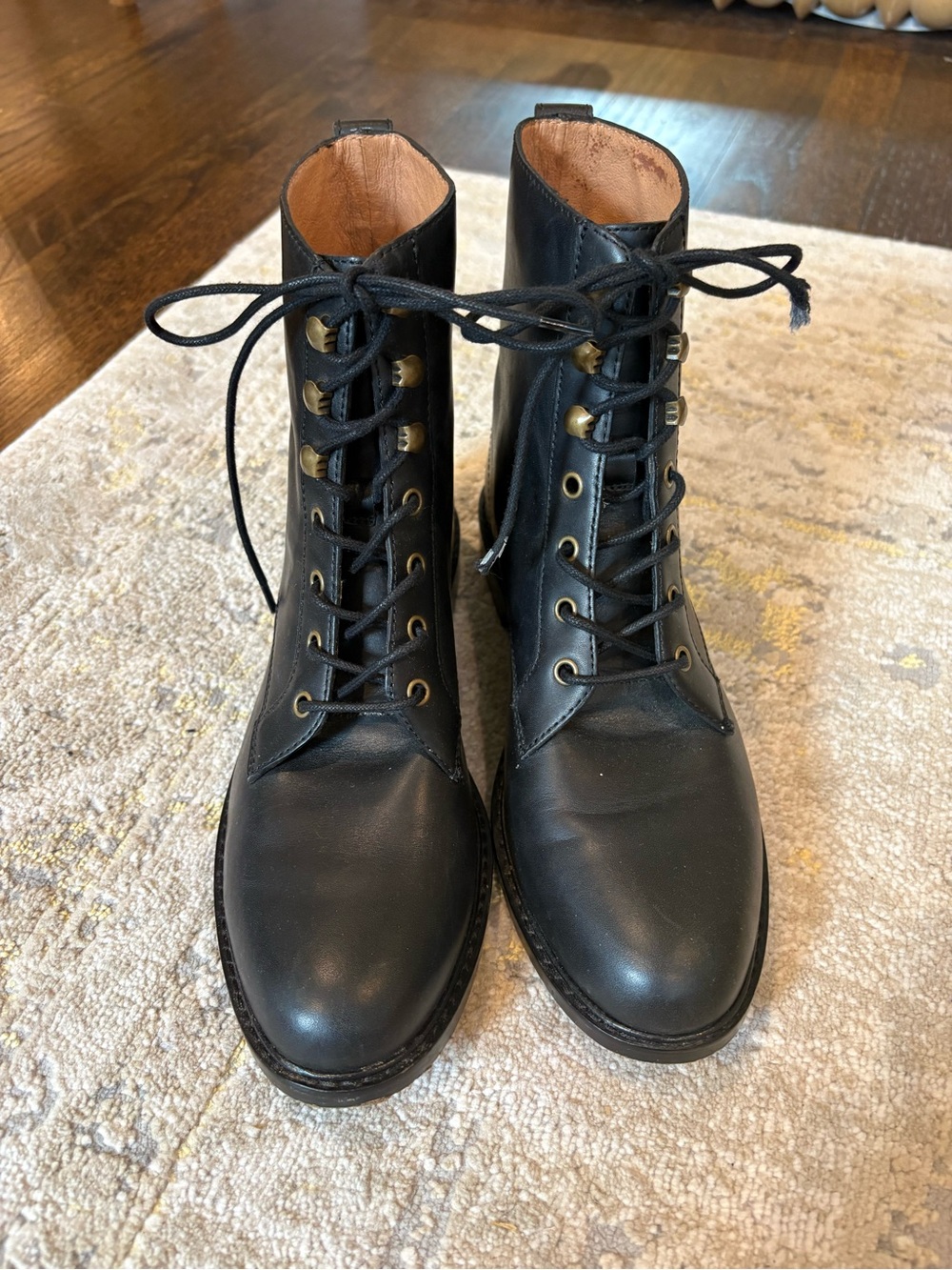 Madewell Black Leather Combat Boots - Picture 2 of 8
